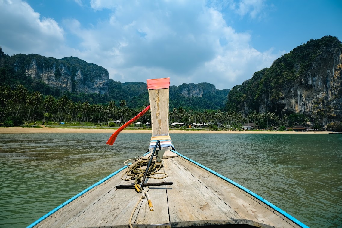 Tropical coastline in Krabi with soft morning light and calm sea