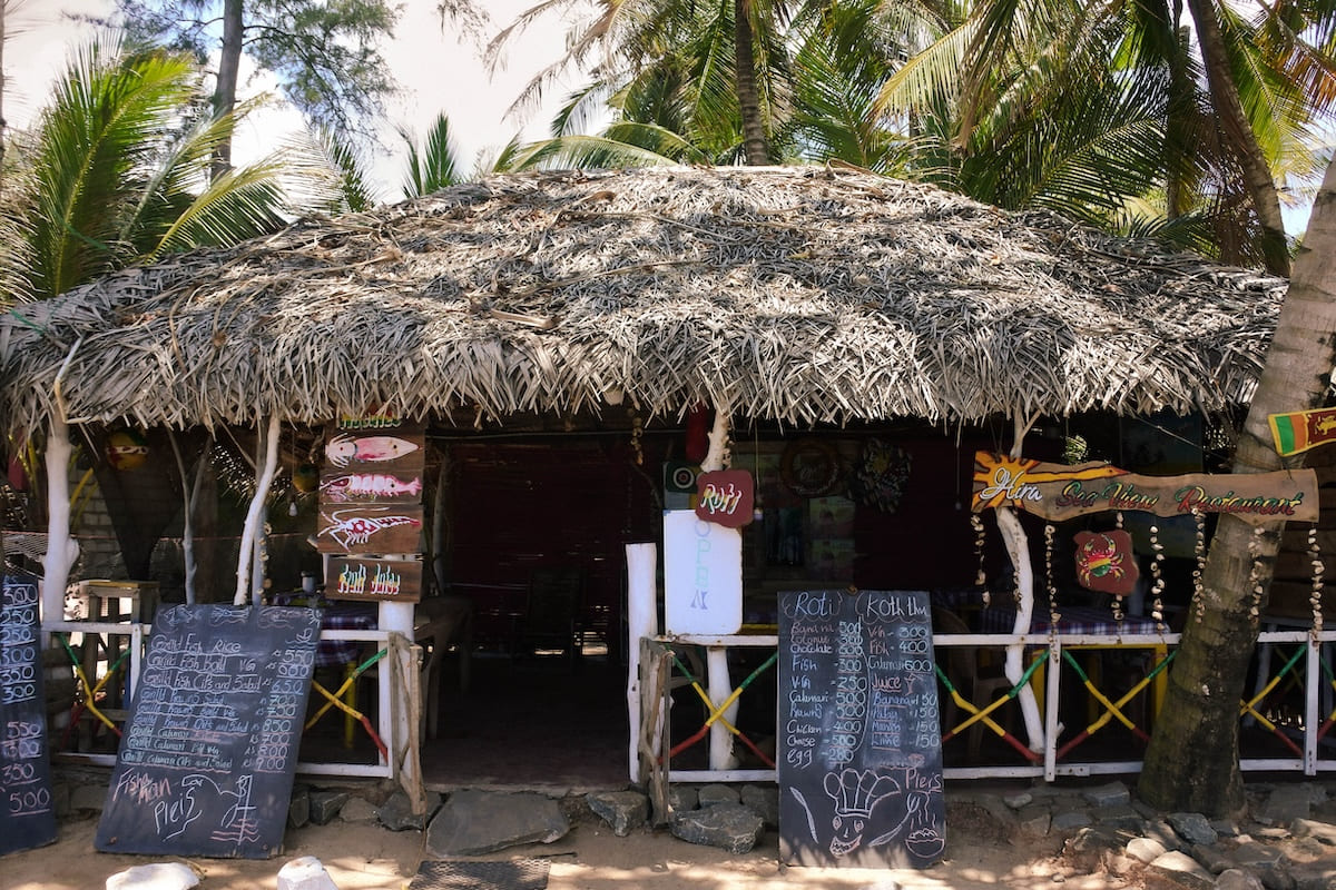 beach hut and restaurant in sri lanka