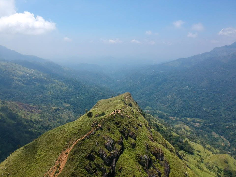 drone view of Little Adam’s Peak in Ella