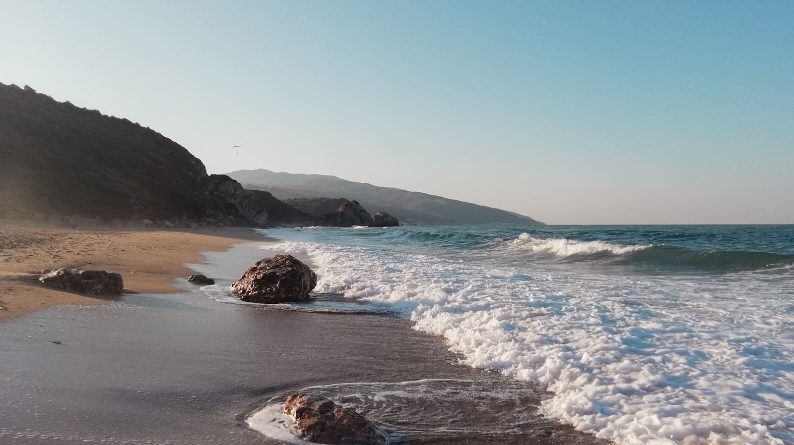 beautifil sandy beach and morning waves
